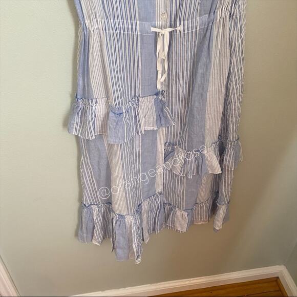 NWT lemlem Blue White Striped Button Front MIDI Dress XS - Picture 11 of 14